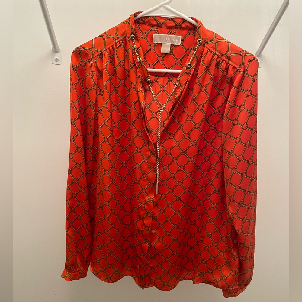 Michael Kors Orange Geometric Blouse